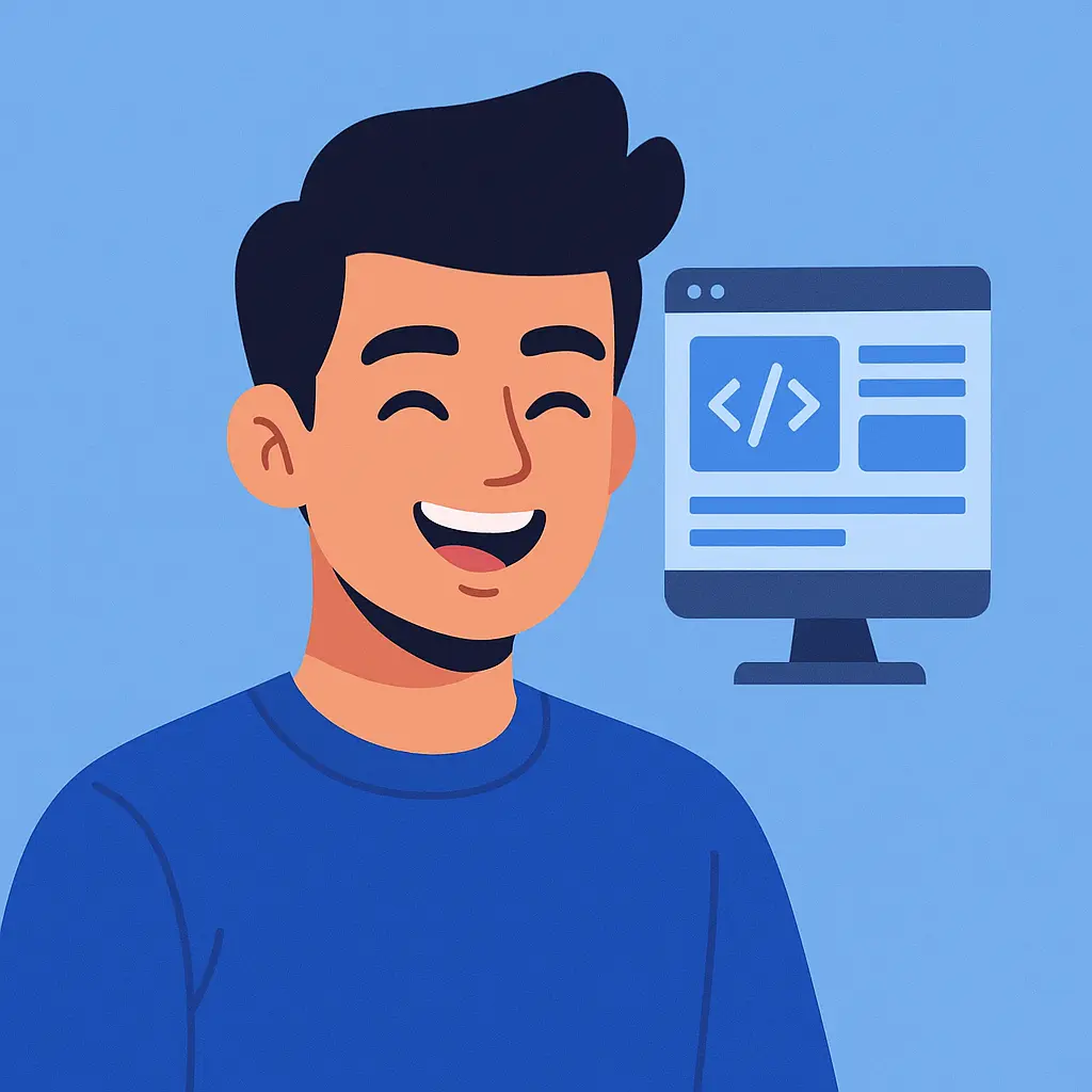 Smiling web developer illustration